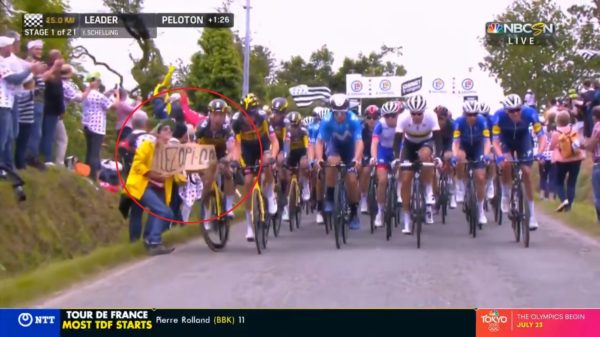 Tour de France sign accident