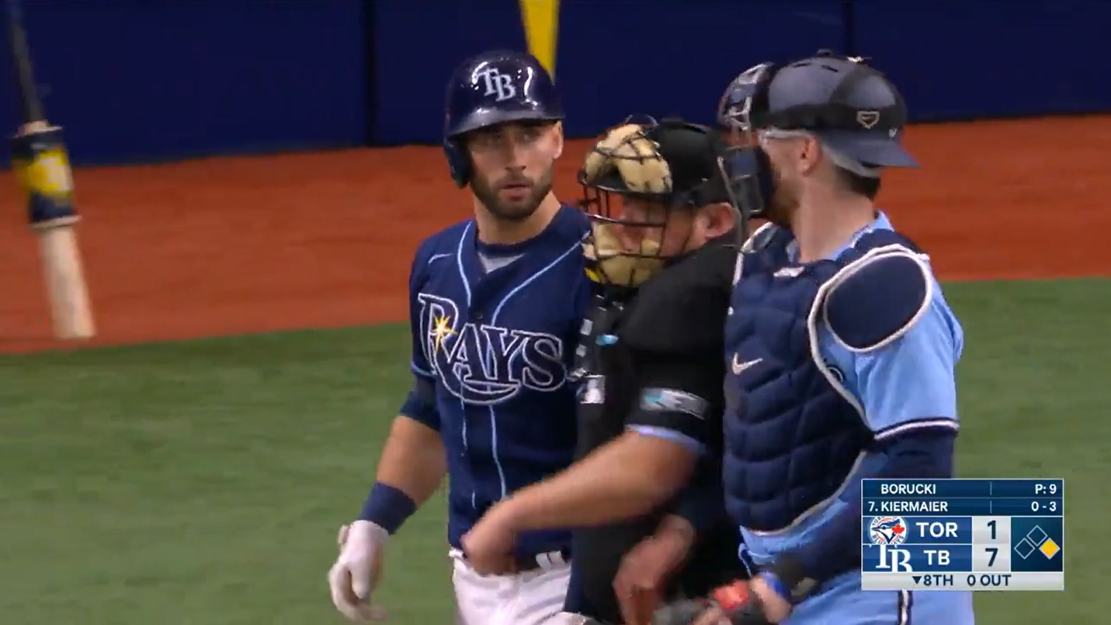 Rays-Blue Jays benches clear after Kevin Kiermaier plunked