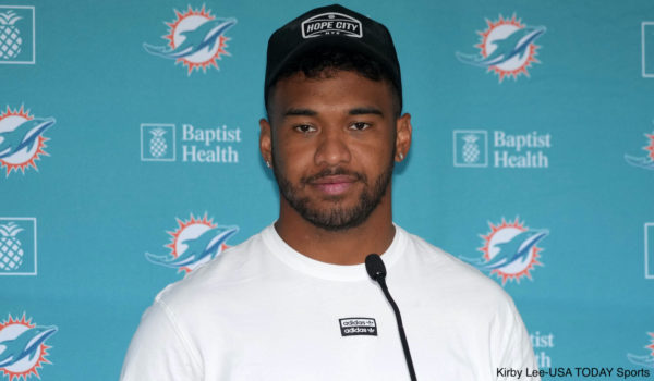 Tua Tagovailoa at a press conference