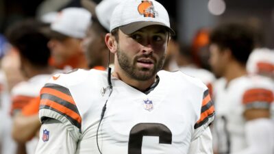 Baker Mayfield on the sidelines