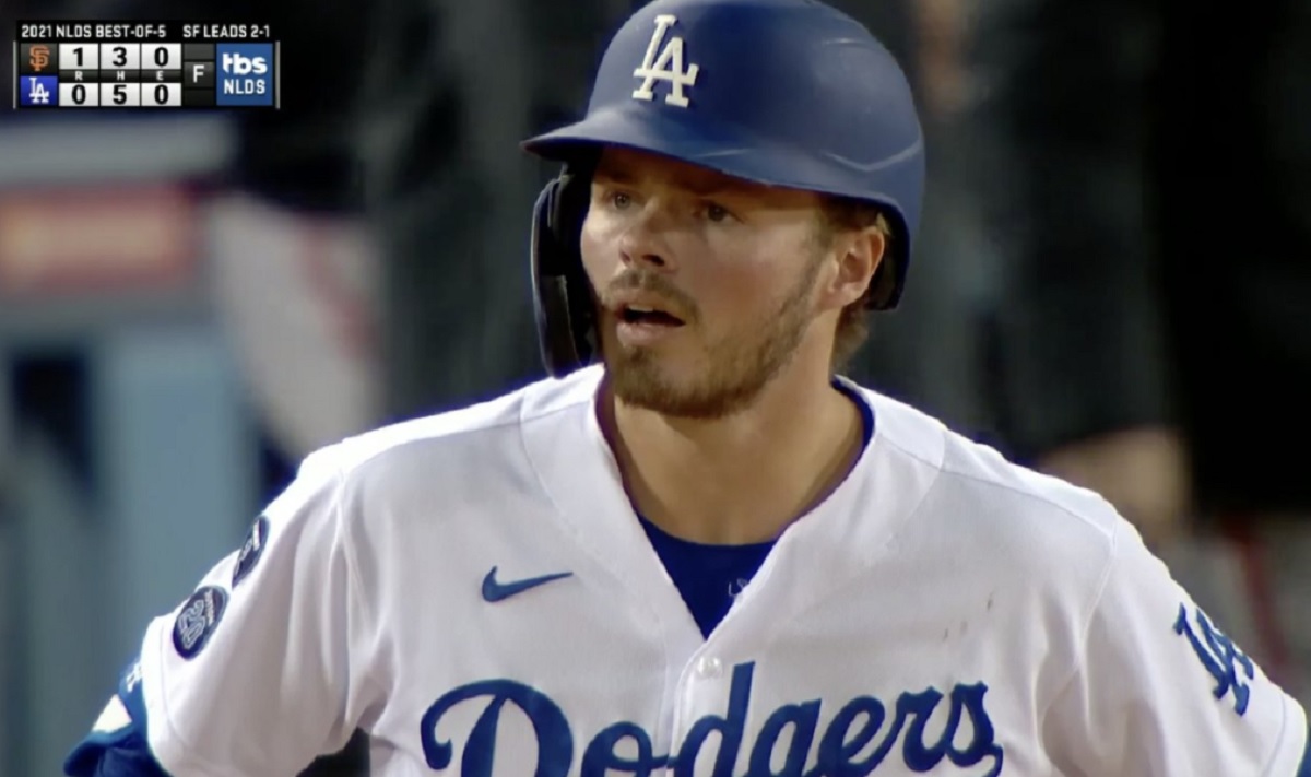 Gavin Lux of the Los Angeles Dodgers prepares to bat during the