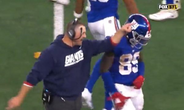 Joe Judge points Kadarius Toney to the locker room