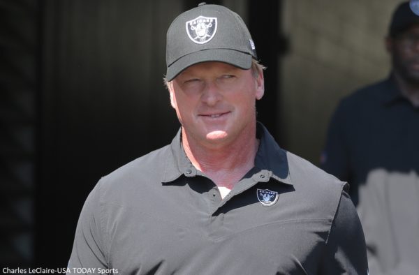 Jon Gruden in a Raiders hat