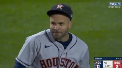 Jose Altuve looks sheepish after an error