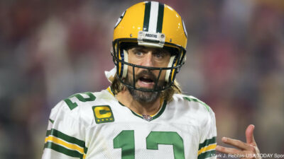 Aaron Rodgers after a play