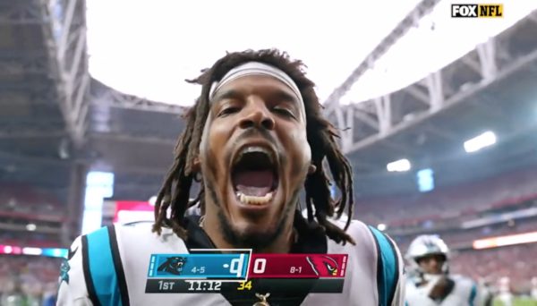 Cam Newton celebrates a touchdown