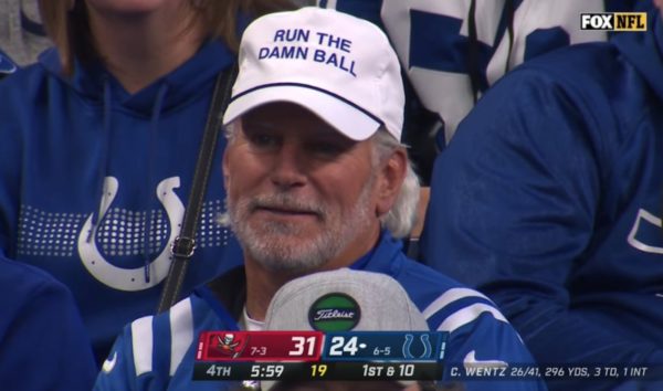 A Colts fan wore a funny hat