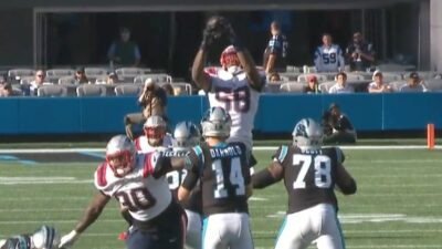 Jamie Collins intercepts a pass