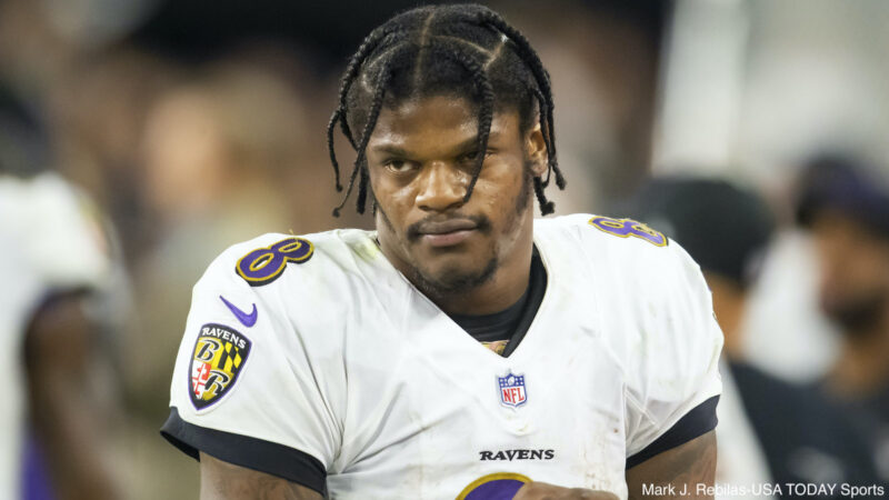 Lamar Jackson without a helmet