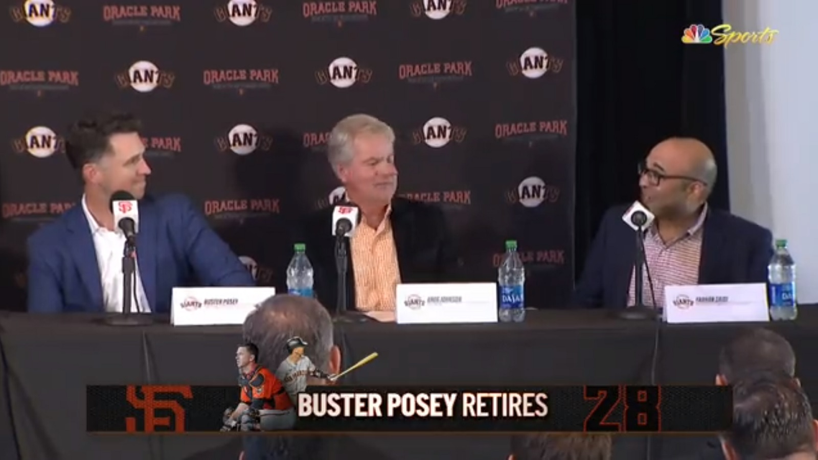 Video: Giants president jokingly tries to talk Buster Posey out of  retirement