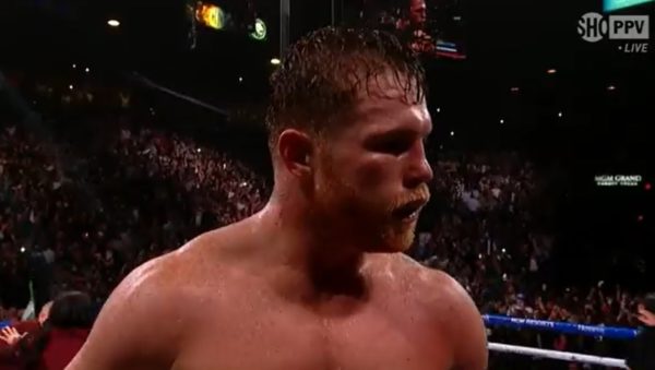 Canelo Alvarez stares at the crowd