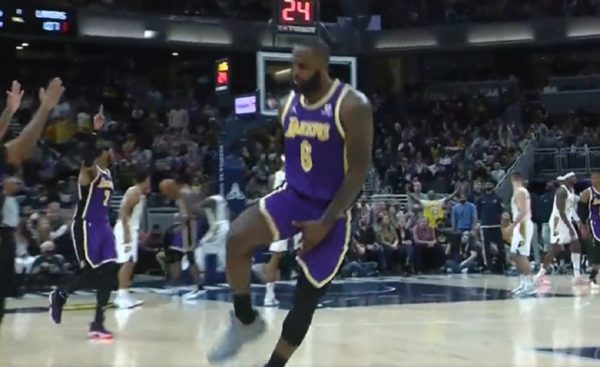 LeBron James grabs his crotch