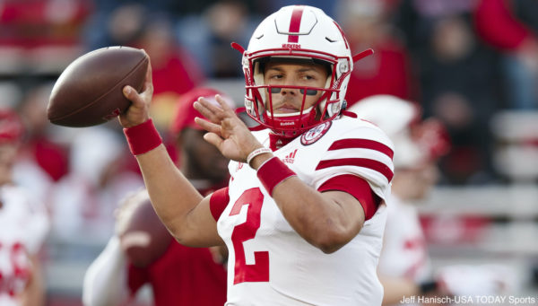 Adrian Martinez throws a pass