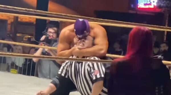 Wrestler Hannibal attacks a referee