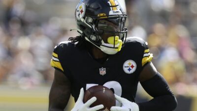 Diontae Johnson catches a ball