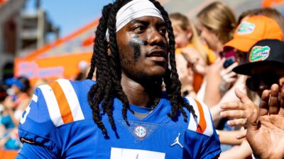 Emory Jones celebrating a win