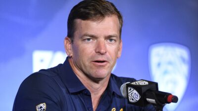 Justin Wilcox at a press conference