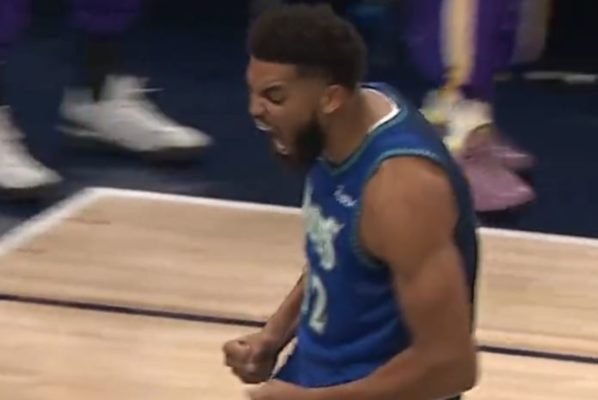 Karl-Anthony Towns celebrating