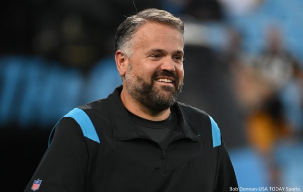 Matt Rhule in Panthers gear