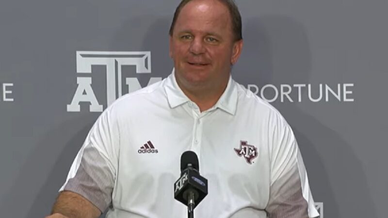 Mike Elko at a press conference