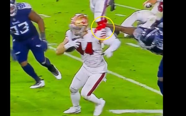 Kyle Juszczyk has his shoulder grabbed