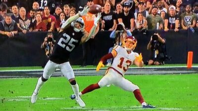 Trevon Moehrig has a ball in his hands
