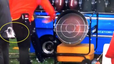 A Chiefs staffer had his jacket burned