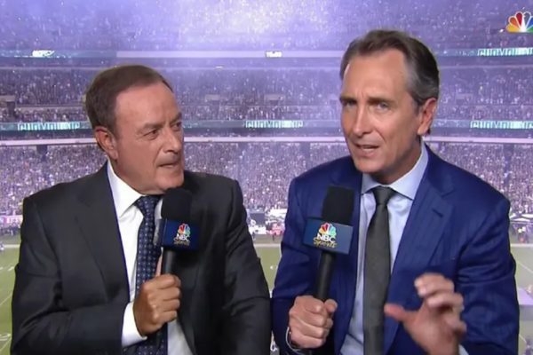 Al Michaels next to Cris Collinsworth