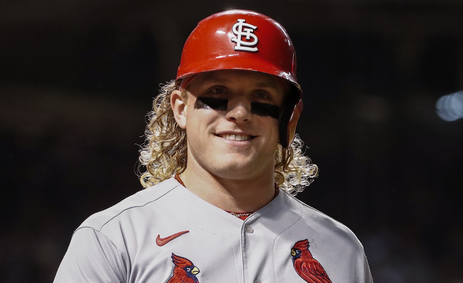 St. Louis Cardinals outfielder Harrison Bader (48) reacts during