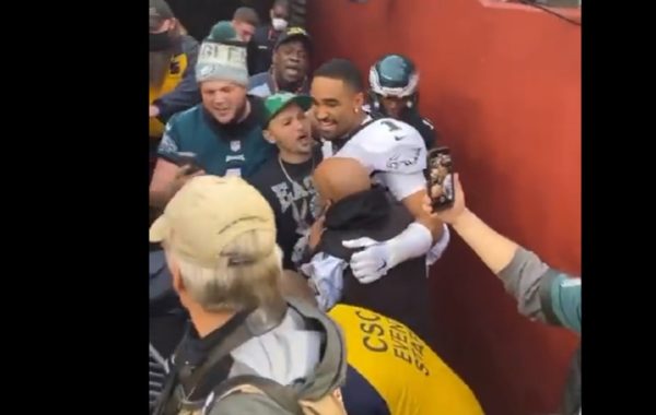Jalen Hurts with Eagles fans