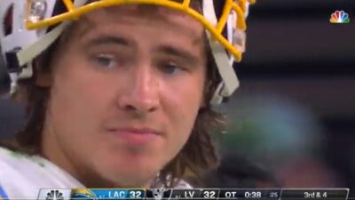 Closeup of Justin Herbert