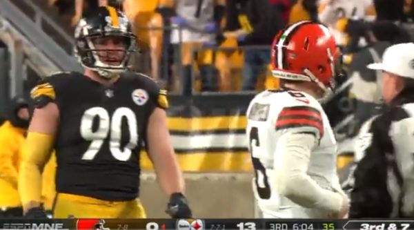 TJ Watt talks to Baker Mayfield