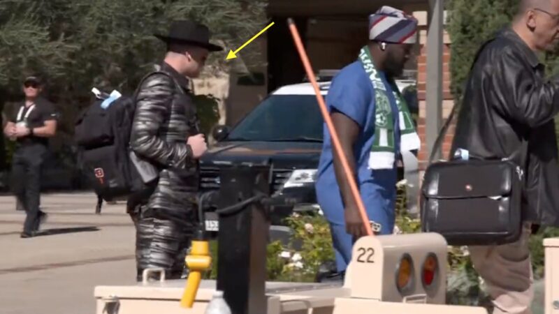 Joe Burrow arrives at the Super Bowl