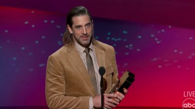 Aaron Rodgers on the stage