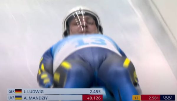 Andriy Mandziy competing in the luge