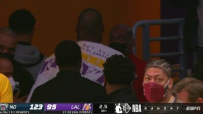 LeBron James walks off