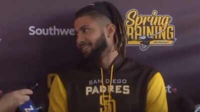 Fernando Tatis Jr meets with reporters