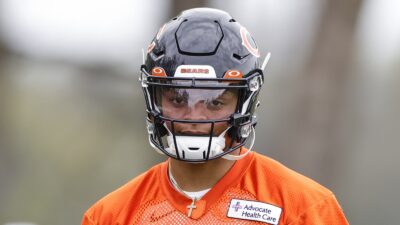 Justin Fields in a practice uniform