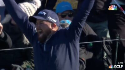 Shane Lowry reacts to his hole-in-one