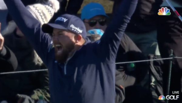 Shane Lowry reacts to his hole-in-one