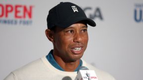 Tiger Woods at a press conference