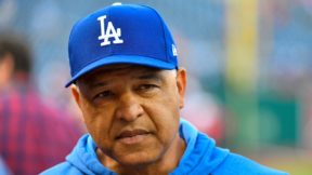 Dave Roberts in a Dodgers hat
