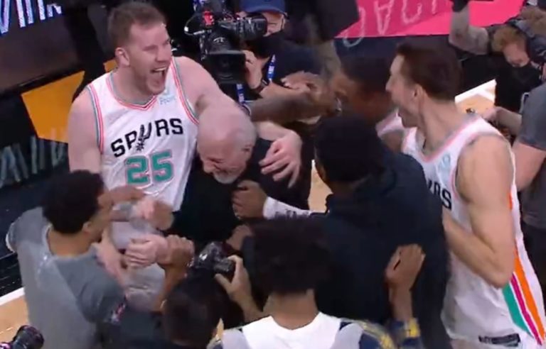 Video: Spurs mob Gregg Popovich in great moment as he sets all-time ...