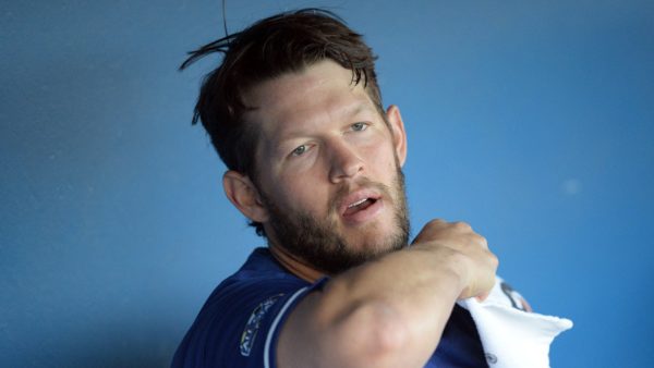 Clayton Kershaw in the dugout