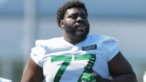 Mekhi Becton during training camp