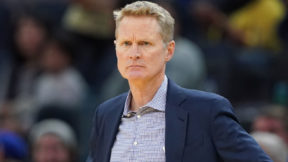 Steve Kerr looks on from the sideline