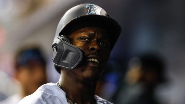 Jazz Chisholm in the dugout