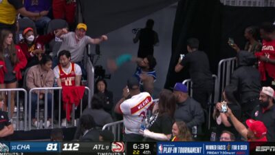 Miles Bridges throws a mouthpiece