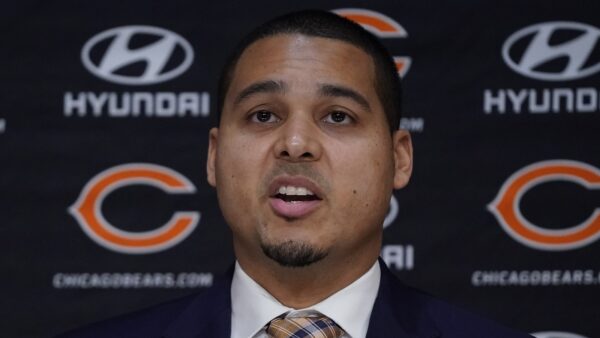 Bears GM Ryan Poles meets with the media