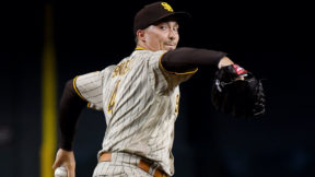 Blake Snell throwing the ball in Padres uniform